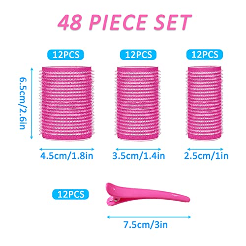 KEYRI 48PCS Hair Rollers Set Hair Rollers with Clips Self Grip Jumbo Hair Roller No Heat Heatless Hair Roller for Long Medium Short Hair Styling Hairs Salon Hairdressing Curlers (Pink - Image 2