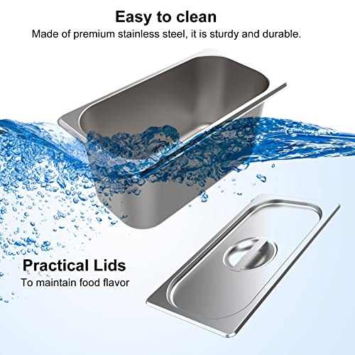 Valgus Edelstahl 3 Abschnitte 16L Bain Marie Speisenwärmer Elektrische Suppenwärmer Arbeitsplatte Steamer mit Deckel und Wasserhahn für Parteien, Bankett und Catering-Events – Bild 5