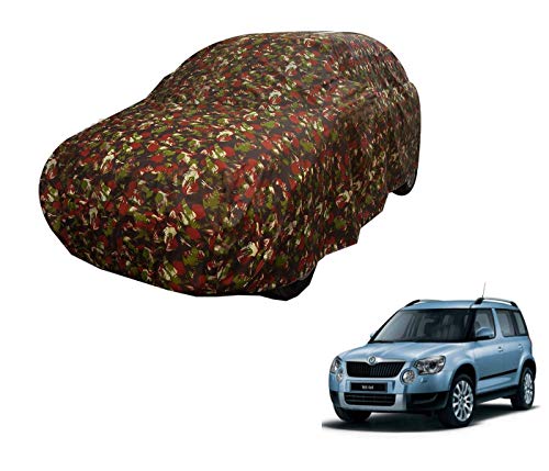 Image of Auto Hub Car Cover Compatible with Skoda Yeti with Weather Proof, Triple Stitched, Yeti Car Cover Jungle Look