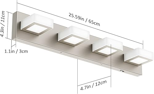 Miniatura 34 de Ralbay - Lámpara LED moderna y negra para tocador de baño, con 3 luces, accesorios de iluminación de pared de baño de acrílico Luz blanca