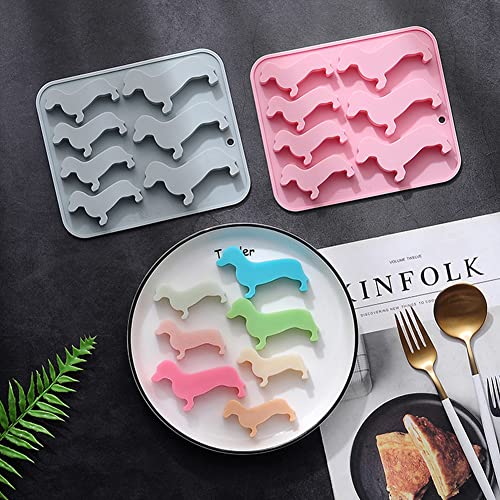 Set de 2 moldes para hielo de silicona con forma de perro salchicha miniatura 6