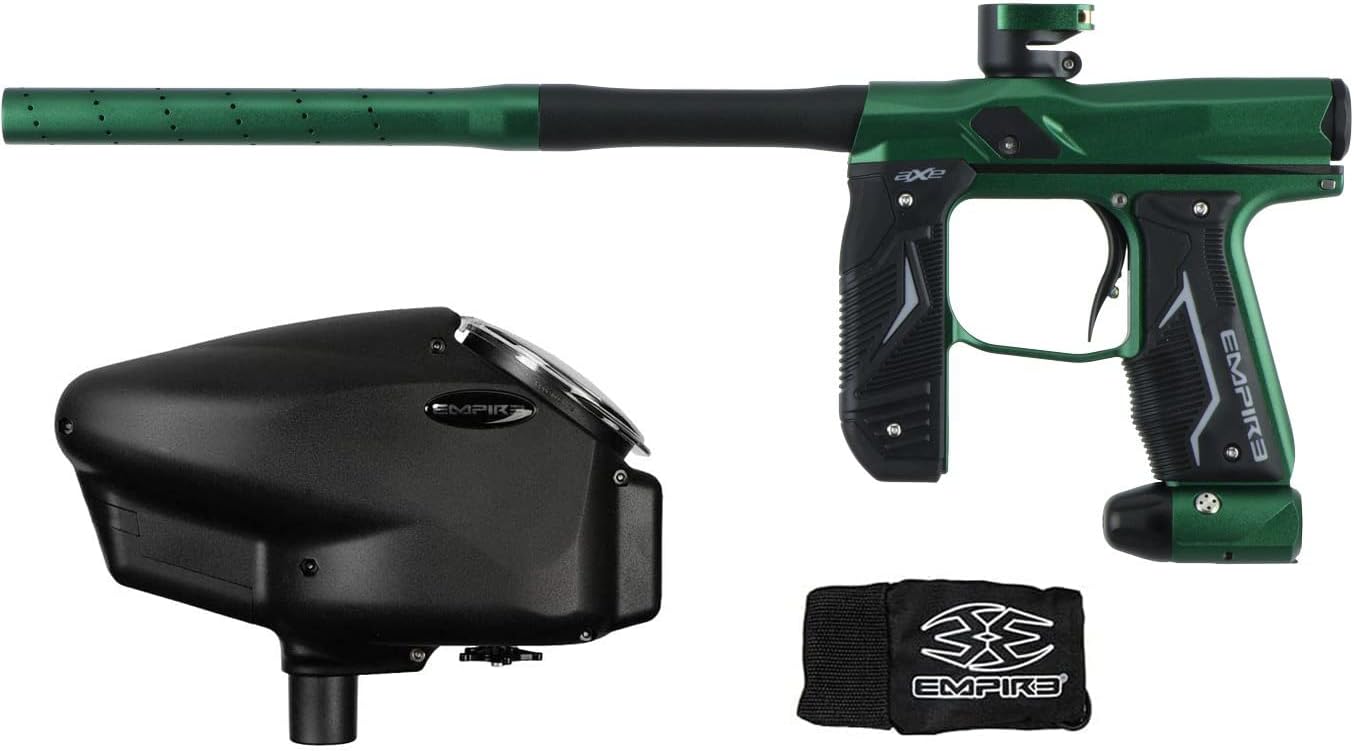 Empire Axe 2.0 Competition Paintball Gun Package w/Grey Halo Too Loader - Dust Green/Dust Black