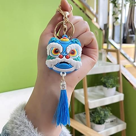 WAITLOVER 1pc Lion Dance Lion Keyring Chinese New Year Good Luck Charm Pendant With Tassel Car B7K2 Purse Party For Bag Decor Key Chain Cover