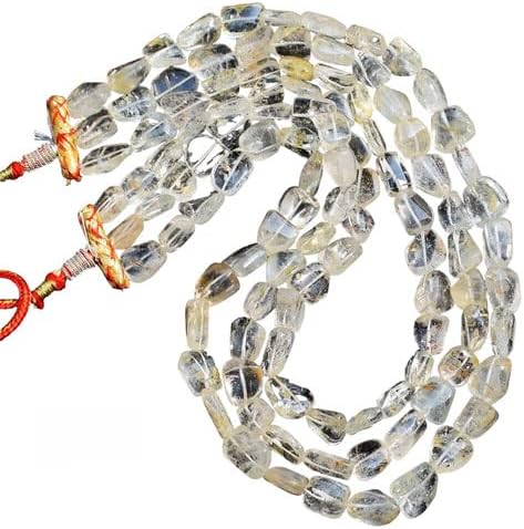 Natural 1149 Cts 3 Strand Golden Rutile Quartz Beaded Womens Necklace CHIK_NECKLACE-30068