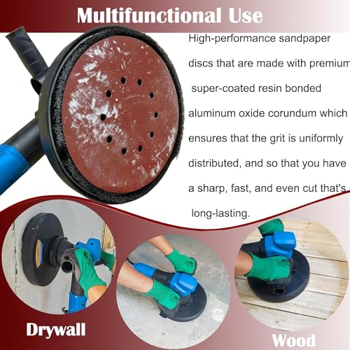 Tonmp 10 Pack 9-Inch 10 Hole 180 Grit Drywall Sandpaper -9"" Aluminum Oxide Hook-and-Loop Sanding Disc for ‎ Drywall Sander Wood Furniture Finishing… by Tonmp - Used condition - Image 5