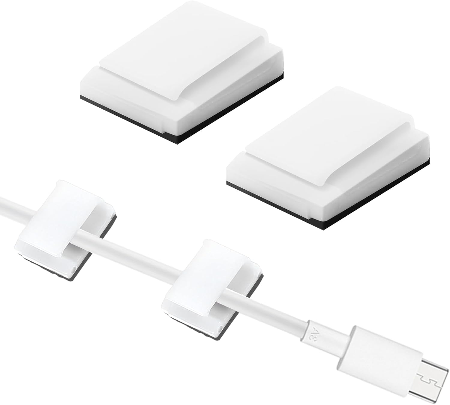 100 Pcs Flat Cable Clips Ethernet Wire Holders for Cords Self Adhesive Cable Clips for Home Wall Ethernet Network Cord Organizer Decoration Fairy Light Sticky Hooks Desk Car Home and Office White