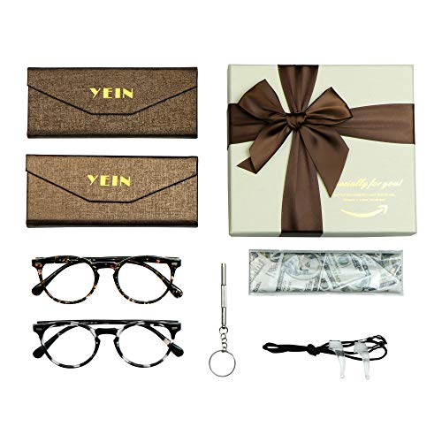Image of YEIN 2 Pairs Of Bifocal Reading Glasses, Photochromic Gray Sunglasses, for Women /Men（Floral+Black&White,+0.50 /+2.25 Magnification）