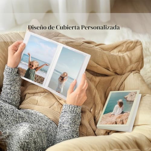 Miniatura 5 de Vienrose Álbum De Fotos Pequeño Para Fotos De 10x15 Cm 26 Bolsillos Para 52 Fotos Cubiertas De Plástico Personalizables Regalo De Boda, Viaje, Bebé, Azul Marino, Gris Azul Y Beige Juego De 3