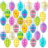 36-teilige Ostereier zum Aufhängen, mehrfarbige Kunststoff Bunte Osterdekorationen Zuhause Mehrfarbig