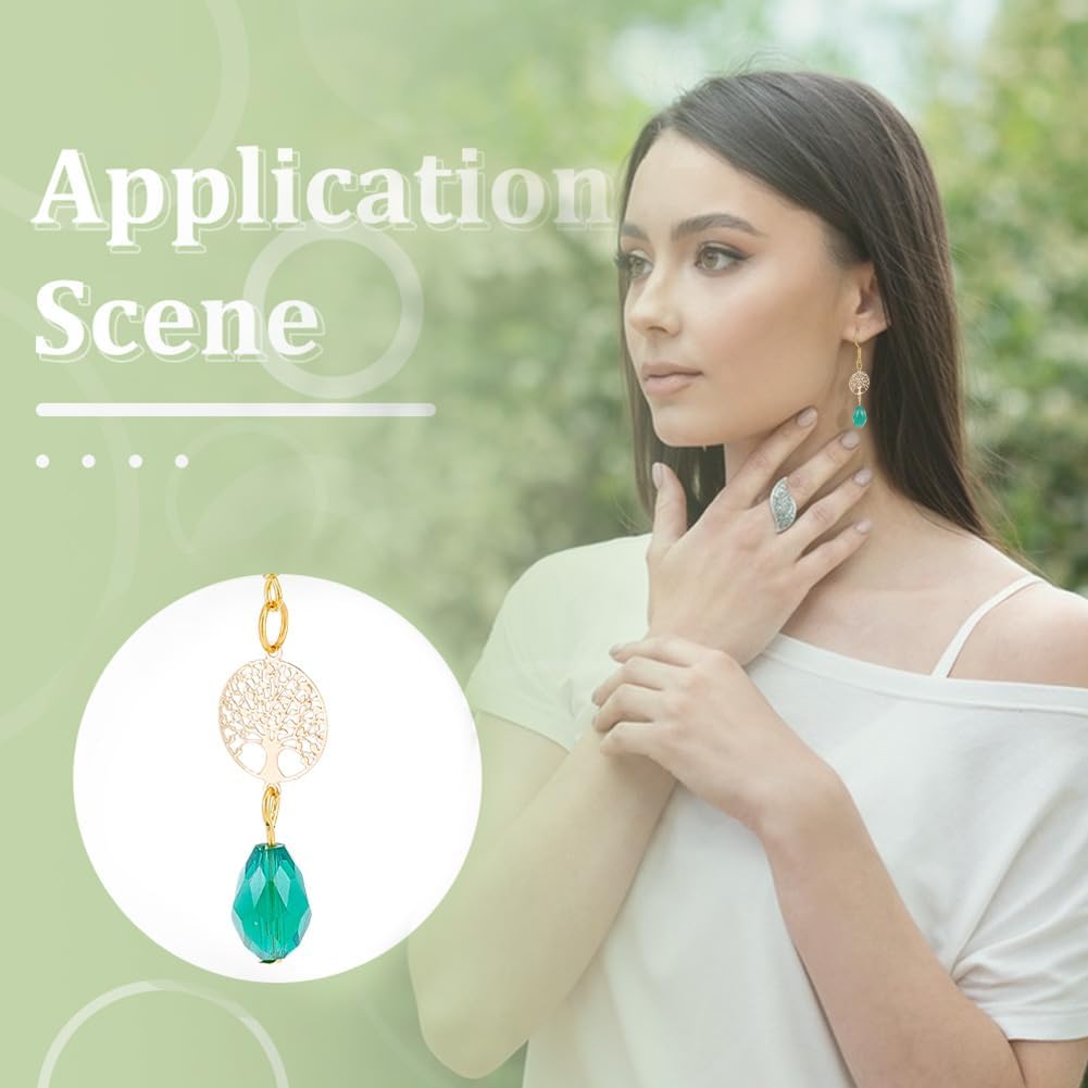 UNICRAFTALE 80Pcs Tree of Life Links Charms 2 Colors Metal Connector Pendants Plant Charms with Round Edge Metal Earrings Necalace Making Charms for Jewelry Making Accessories Hole 0.9mm - Image 6