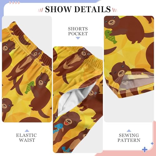 Pajamas Pants Soft Sea Otters Long Sleep Pjs Lounge Pajama Bottoms Elastic Waist with Pockets4