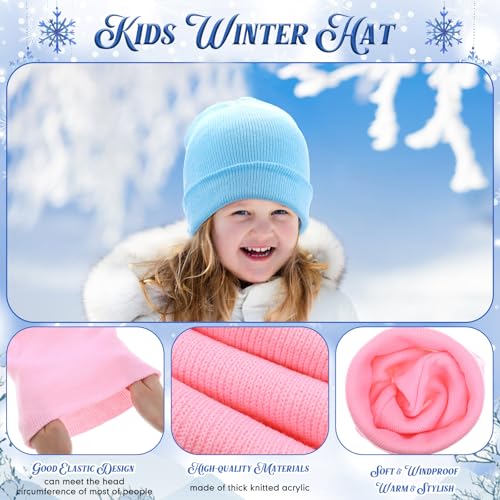 Image of Chuarry 144 Pcs / 72 Sets Kids Winter Hats and Gloves Bulk, Knit Hat Gloves Pack Unisex Cold Weather Cap for Boys Girls Gift(Fresh)