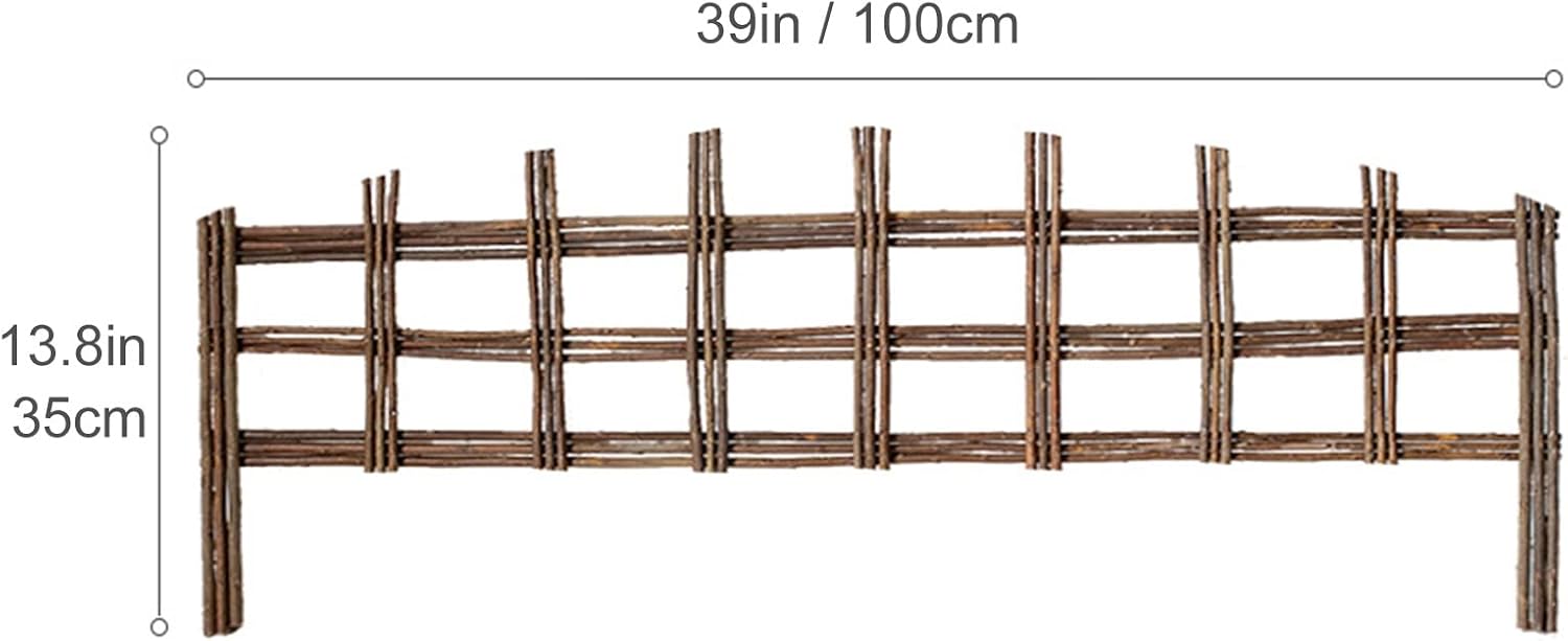 Natural Willow Garden Edging, Decorative Garden Fence No Dig Fencing, Flower Bed Edging Borders for Yard Landscape Garden Patio Outdoor Decor (Color : E, Size : 100x35cm/39x13.8IN)
