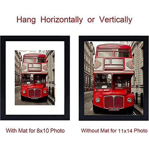 Hegaty Black 11X14 Picture Frame Set Of 3, Display Pictures 8X10 With Mat Or 11X14 Without Mat For Wall Mounting Display #TOP2