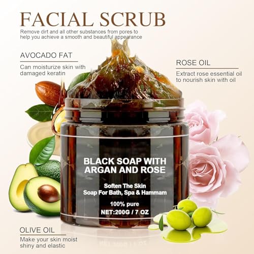 Image of Morocco Beldi With Argan And Rose soap, Morocco Beldi, Moroccan Beldi Body Wash, Moroccan Beldi Soap Hammam, Gently Soap for Bath, Spa & Hammam, Hydration, Relax Pores, Softer (Pack Of-1)