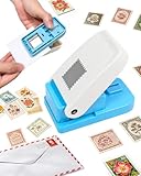 Acual Briefmarken Stanzer – 2 x 2,5cm Rechteckiger Briefmarkenstanzer, Tragbarer Hebel-Papierstanzer Briefmarkenform, Stamp Puncher für Scrapbooking DIY Karten Geschenkanhänger