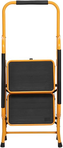 Miniatura 23 de Escalera plegable de 3/4, taburete de escalera con práctico mango antideslizante, resistente y pedal ancho, taburete portátil de acero de 330