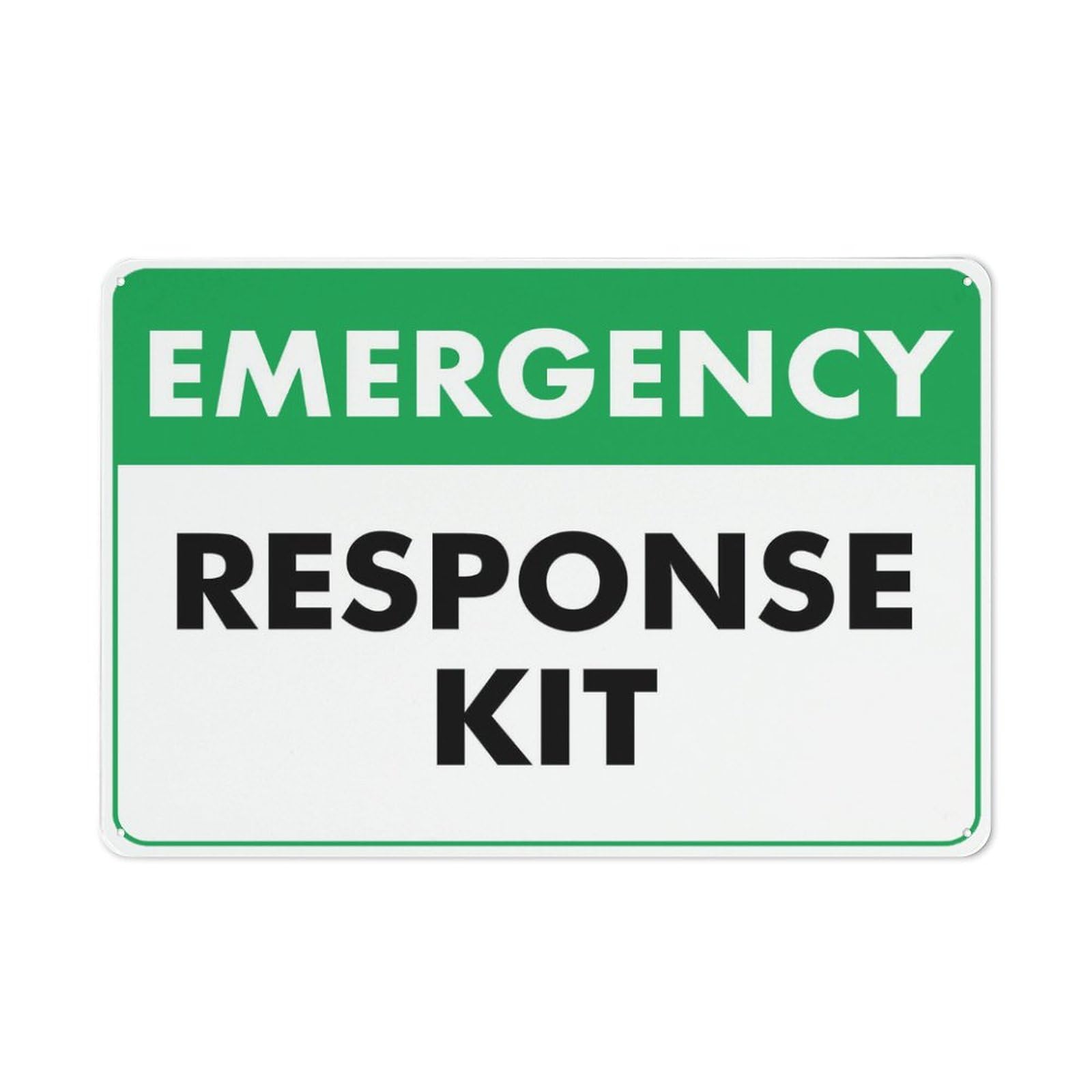 Emergency Response Kit Sign 12 X 8 Inch Metal Sign, Rustproof Aluminum, Multicolor
