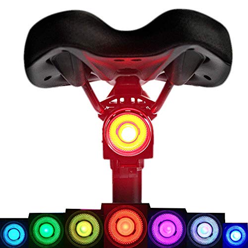 Cmeilan Lámpara LED de 7 Colores Impermeable para Bicicleta de montaña, 4 Modos de Apoyo, 2 A, Carga rápida USB, luz Trasera para Bicicleta, Accesorios de Ciclismo