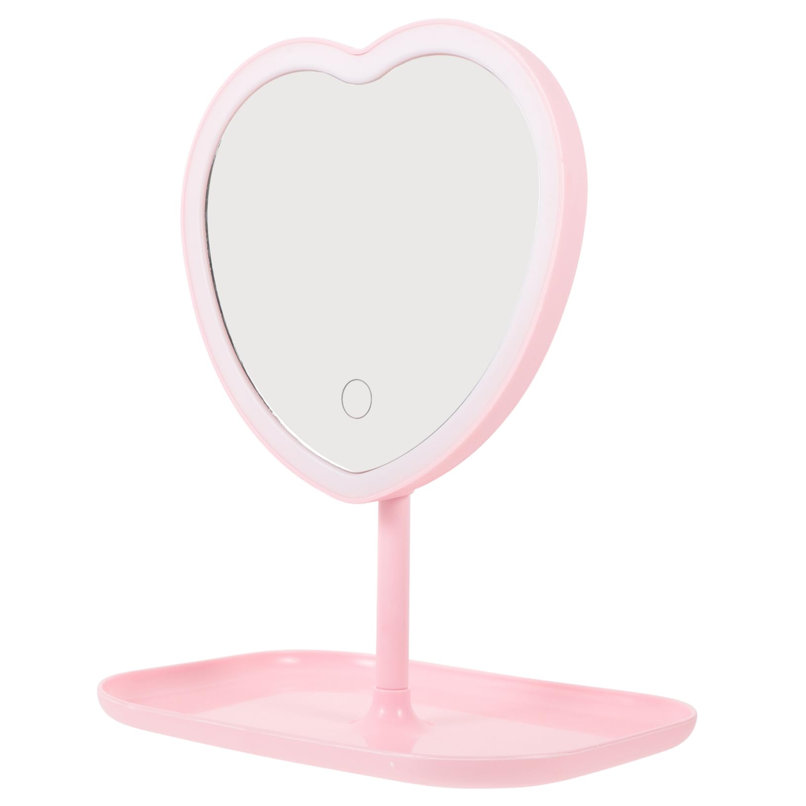 Miroir de maquillage LED portatif rose cœur miroir de bureau lumineux USB