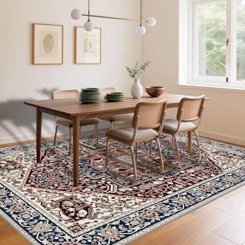 Tapis antidérapant bleu rétro 160x230 cm lavable et doux - 7