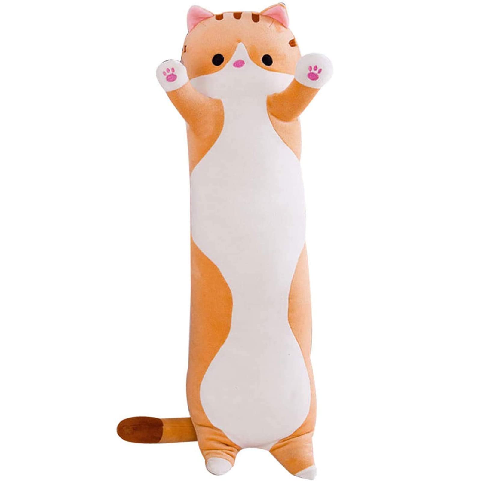 VVEMERK Cute Plush Cat Doll Pillow Toy Soft Stuffed Animals Long Kitten Body Gift for Kids and Girlfriend (Brown, 27.6In), 70 cm