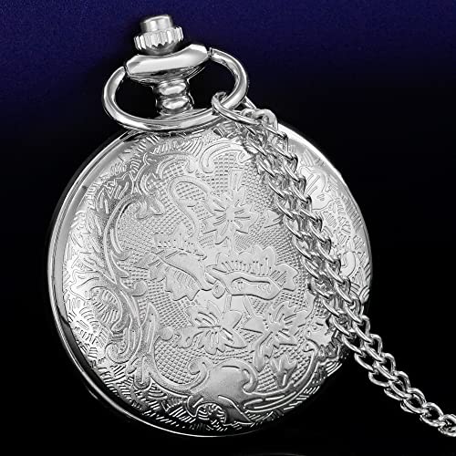 Image of Tiong Roman Numerals Scale Quartz Pocket Watches with Chain Christmas Graduation Birthday Gifts Fathers Day