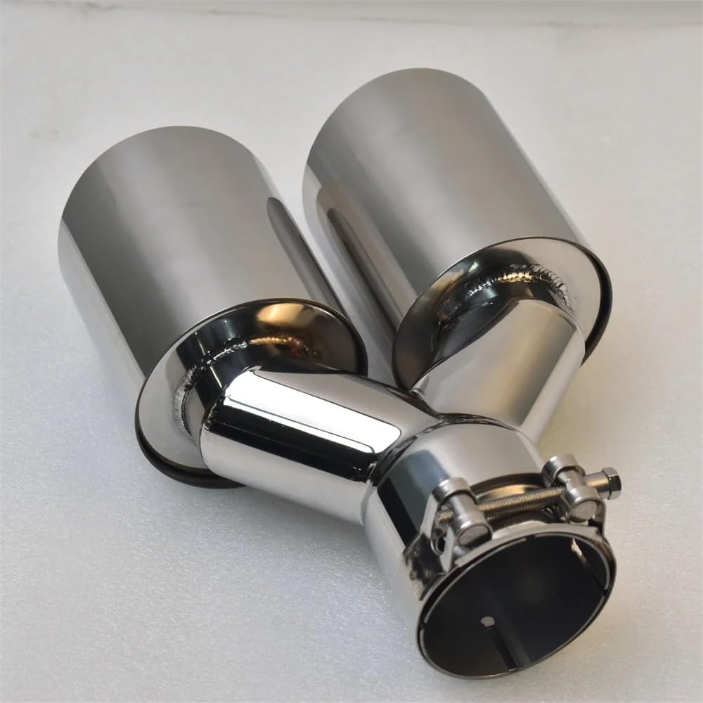 Punta Silenciador Escape Silenciador Tubo Para Escape Trasero Doble Cilindro Acero Inoxidable 304 Universal Para Automóvil Acero Inoxidable Exportación(48MM IN- 89MM OUT)