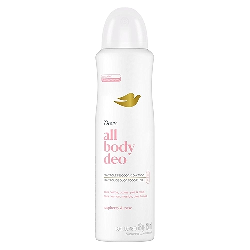 Dove All Body, Desodorante Corporal Aerossol, Para o Corpo Todo, Framboesa e Rosa 150ml