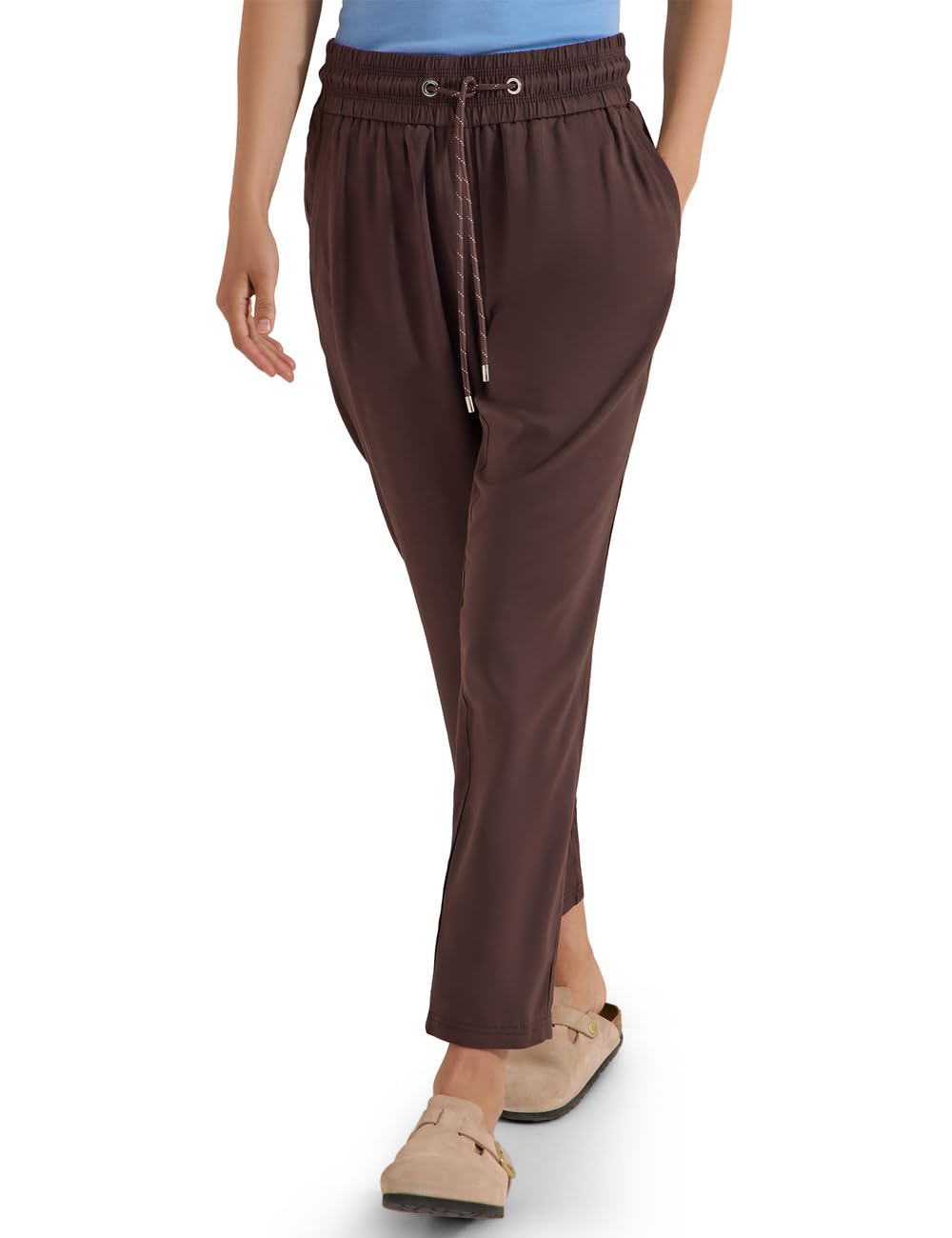 Cecil Mid Waist Slim Leg Trousers in Loose Fit Brown Cacao XS