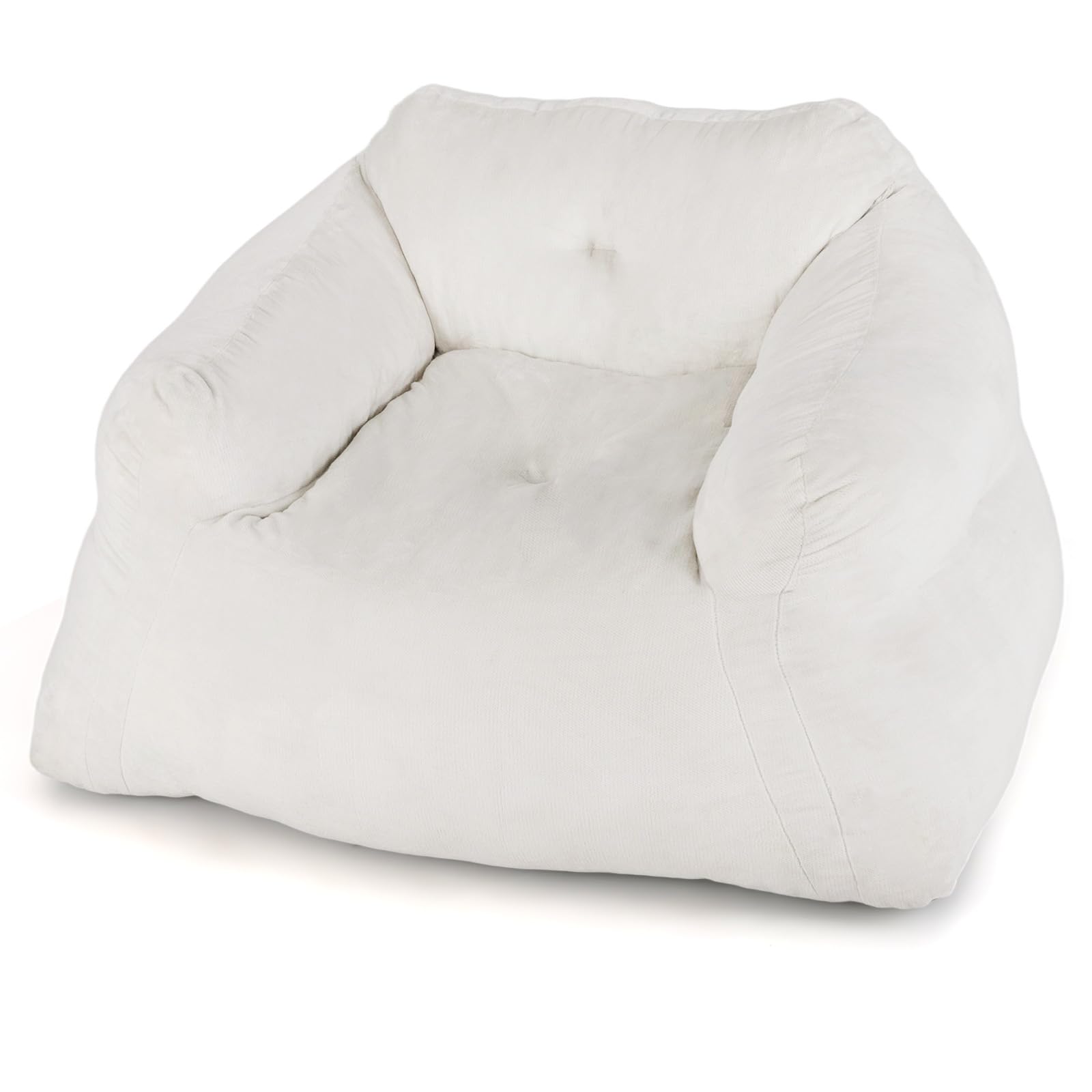 COSTWAY Sitzsack Sessel, Bodensessel mit Samtbezug & rutschfestem Boden, gepolstertes Bodensofa für Wohnzimmer, Schlafzimmer, Lesezimmer, 129 x 111 x 69 cm, Beige