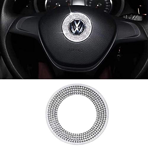 MAXDOOL Car Interior Bling Accessories for Volkswagen Jetta Passat Golf Tiguan Arteon Atlas Steering Wheel Sign Logo 3D Rhinestone Decals Cover