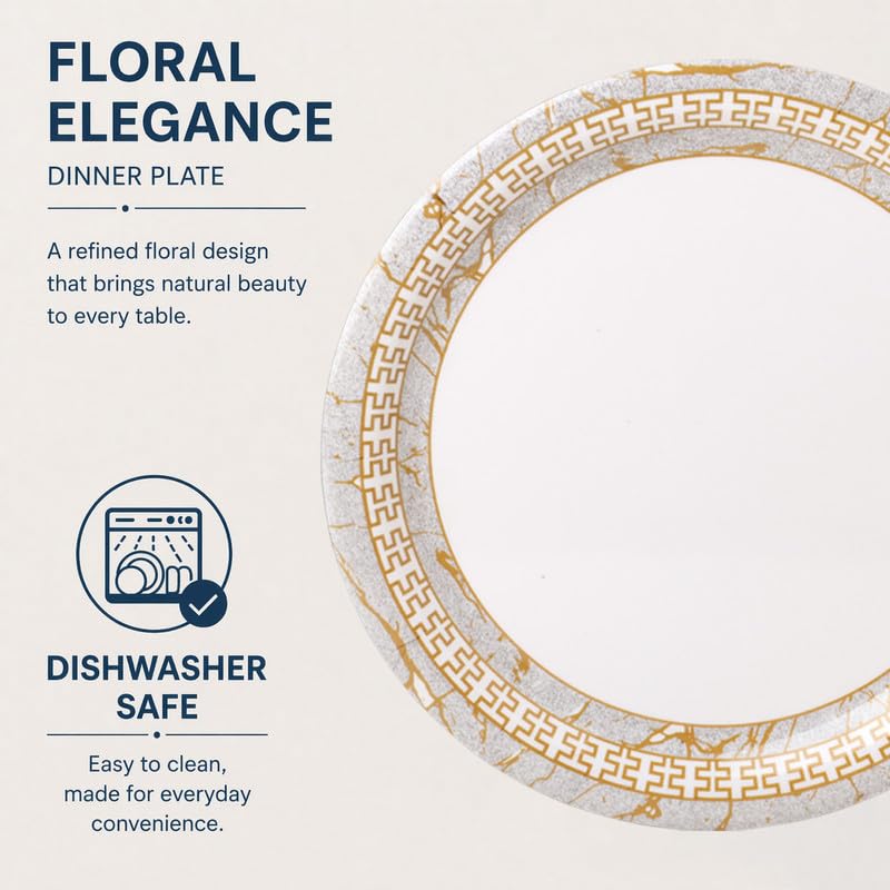 Image of Golden Fish 6 Pcs Dinner Plate Set for Home Dining | Full Size Serving Plates for Meals | Uniform Design for Table Setup | Stackable, Easy to Maintain & Suitable for Daily Use & Gifting