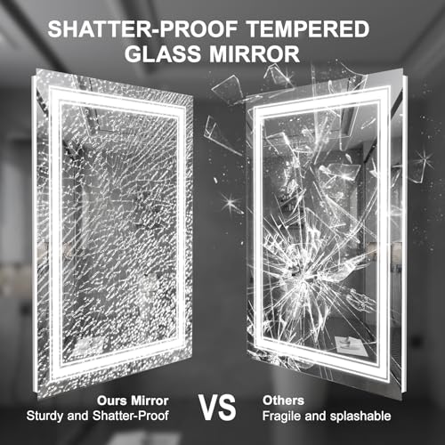 LUSABE 24x32 Inch LED Bathroom Mirror with Lights, Anti-Fog, Dimmable, Dual Front & Backlit Vanity Mirror, 3 Color Modes, Shatter-Proof Tempered Glass, Memory, ETL Listed, Horizontal/Vertical Mount by LUSABE - Image 7