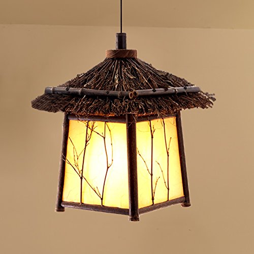 WINZSC Bambú Colgante Luces Personalidad Linterna Restaurante Chino bambú Escalera balcón Loft jardín lámparas Colgantes za zb11