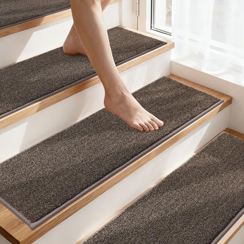 COSY HOMEER Non-Slip Carpet Stair Treads 28"x9" 15Pc Brown
