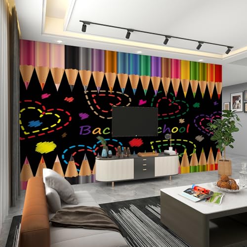 Papier peint crayon coloré graffiti 3D pour chambre enfant