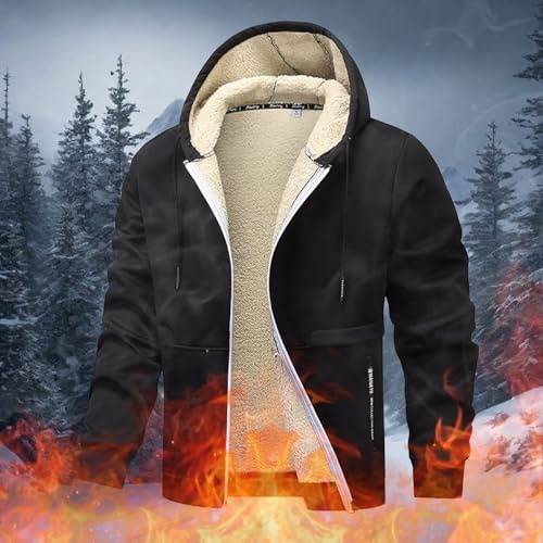Mens Zipper Hoodies Full Zip Fleece Hooded Sweaters Fleece Long Sleeve Top Coat Winter Solid Hoodie With Pockets2
