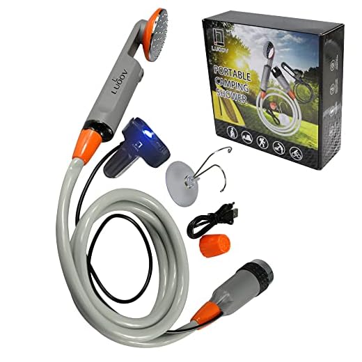 LUOOV [Upgraded] Portable Camping Shower,Compact Shower Pump with USB Rechargeable Battery, Handheld Outdoor Shower Head for Camping, Hiking, Traveling,w/3.7V Pump, 6-Ft Hose,Bidet Head
