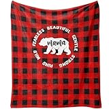 Buffalo Plaid Mom & Son Daughter Christmas Blanket - 60' x 50' Flannel Fleece Soft Warm Cozy Throw