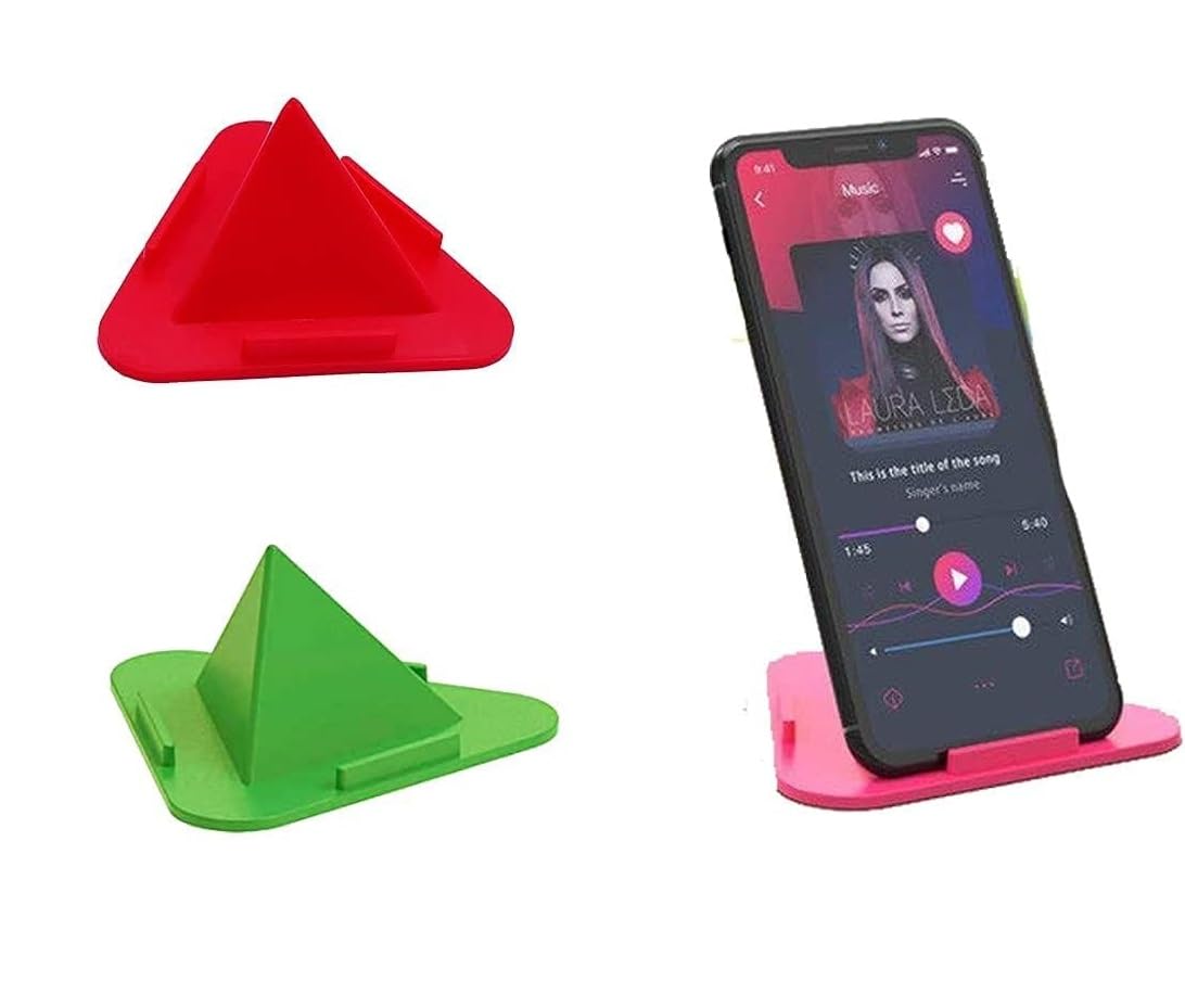 2 Pack Portable Triangle Mobile Stand Three-Sided Pyramid Shape Universal Phone Holder with Anti-Slip Base Plastic Desktop Stand for Smartphones Support for Desk Office & Home 2 Piece-image-39