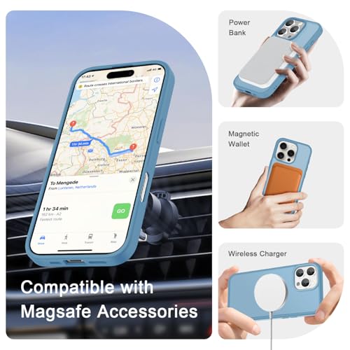 Image of YENAPOON for iPhone 16 Pro Max Case, Matte Magnetic Phone Cover [with 1 Screen Protector] [Support for MagSafe] [Shockproof Military Grade Protection] Translucent Frosted Back, Lavender Purple