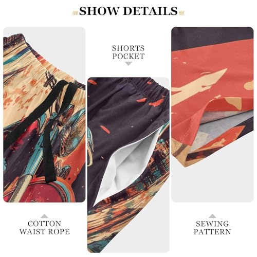 Men's Short Pajama Bottoms Graffiti City Motorcycle Home Casual Sleep Pants3