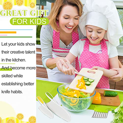 4 Pcs Kids Knife Set, Kids Safe Cooking Knives, Nylon Kids Kitchen Knife With Crinkle Cutter, Serrated Edges Plastic Toddler Knife Kids Knives For Real Cooking & Cutting Fruit, Bread, Lettuce #TOP6