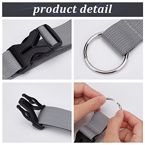 Image of GORGECRAFT 2Pcs Luggage Straps Coat Jacket Gripper Holder Suitcase Belt Clip Ring Hook White Adjustable Belt Straps with Iron Hinged Rings and Plastic Release Buckle Polyester Travel Accessories