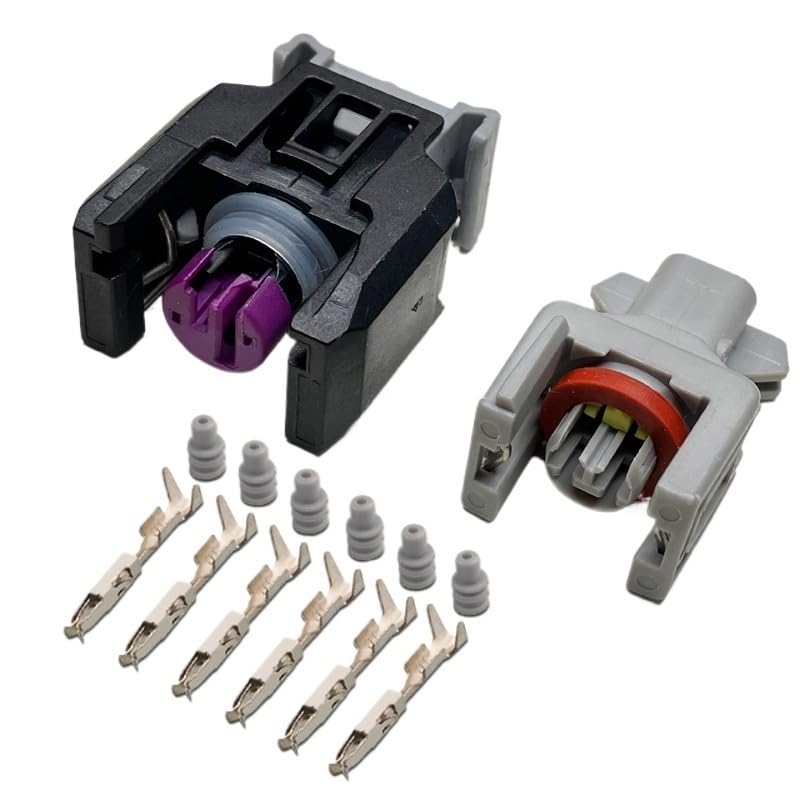 1Set 5 Sets 1.5mm 2 Pin 1743486-3 Auto Sealed Fuel Injector Plug Rail 10811963 Automotive Connector(2P,5 Sets)