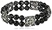 1928 Jewelry Double Beaded Black and Crystal Stretch Bracelet, 7"