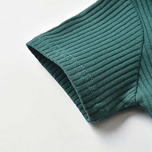 Derouetkia Summer Newborn Baby Boy Girl Clothes Solid Color Ribbed Romper and Shorts Outfits Set3