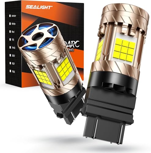 Image of SEALIGHT 3157 LED Bulb White, LED Reverse Light Bulbs 3200LM Super Bright, 3156 3056 3457 4057 4157 With Built in Resistor for Backup Reverse Parking Daytime Running Light, Plug N Play, Pack of 2