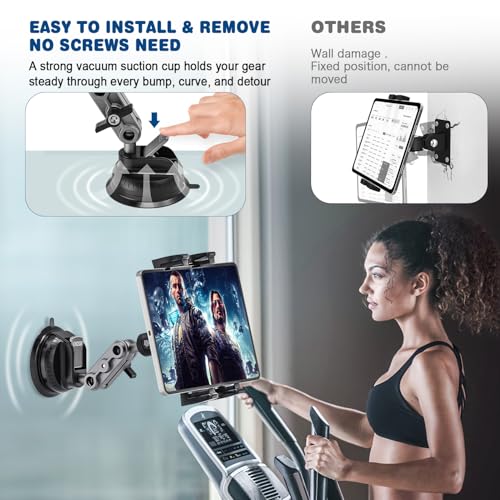 BAISHUN Tablet Mount for Truck, Car Tablet Holder Heavy Duty Super Suction Cup/Adhesive Base iPad Stand for Dash Windshield Wall Vehicle Desk, 360° Metal Bracket for 4.7-12.9" iPad Pro/Air/Mini/Galaxy - Image 5